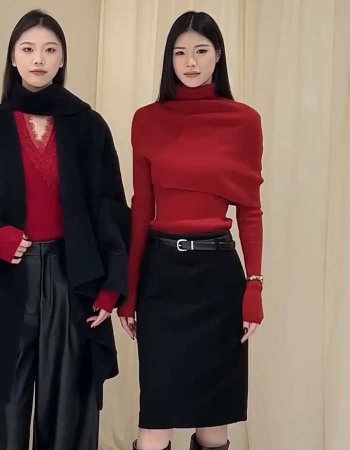 High collar lazy tops autumn and winter cloak for women