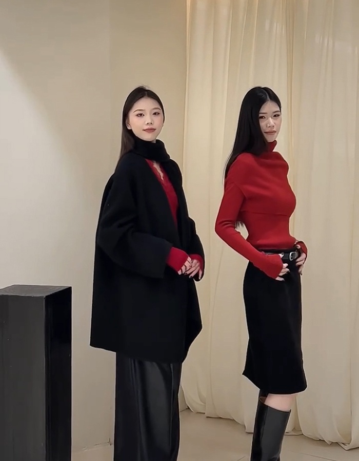 High collar lazy tops autumn and winter cloak for women