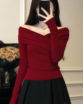 Autumn and winter T-shirt strapless tops for women