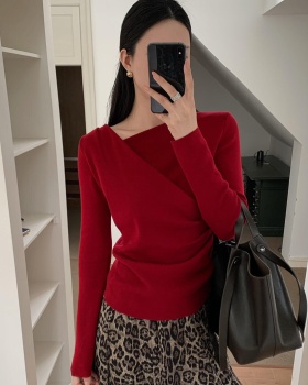Korean style tops slim sleeve sweater for women