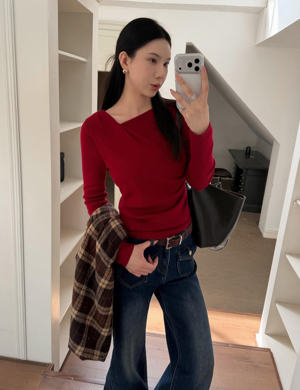Korean style tops slim sleeve sweater for women