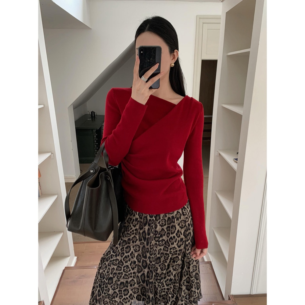 Korean style tops slim sleeve sweater for women