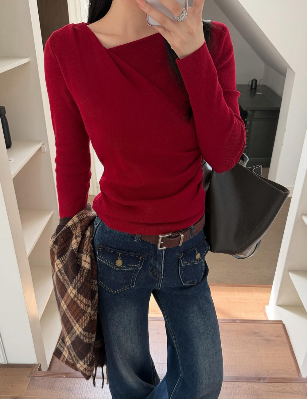Korean style tops slim sleeve sweater for women