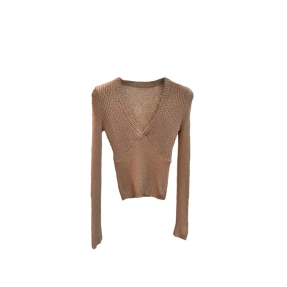 V-neck American style spicegirl slim sweater