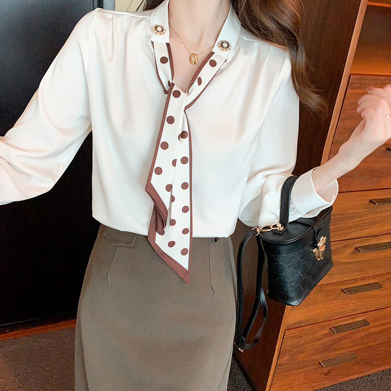 Korean style all-match shirt bow spring tops for women