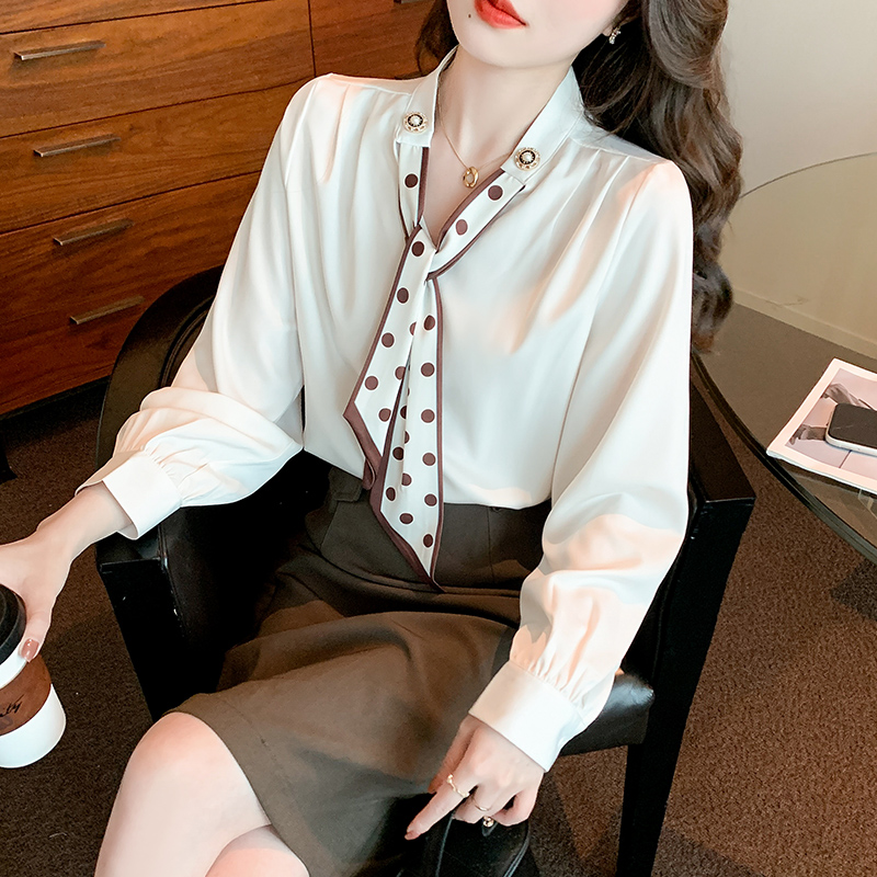 Korean style all-match shirt bow spring tops for women