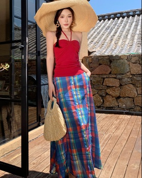 Bandage tender halter skirt slim spicegirl vest 2pcs set