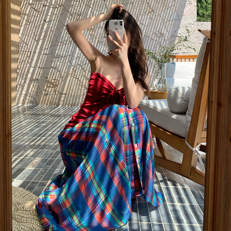 Bandage tender halter skirt slim spicegirl vest 2pcs set