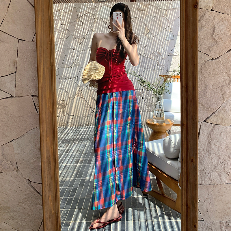 Bandage tender halter skirt slim spicegirl vest 2pcs set