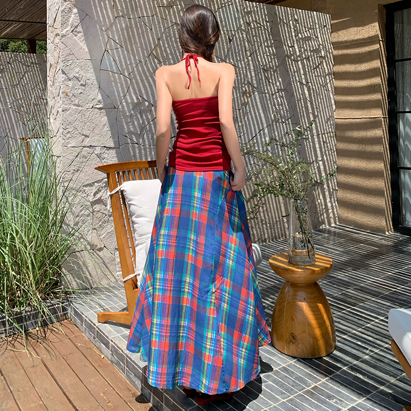 Bandage tender halter skirt slim spicegirl vest 2pcs set