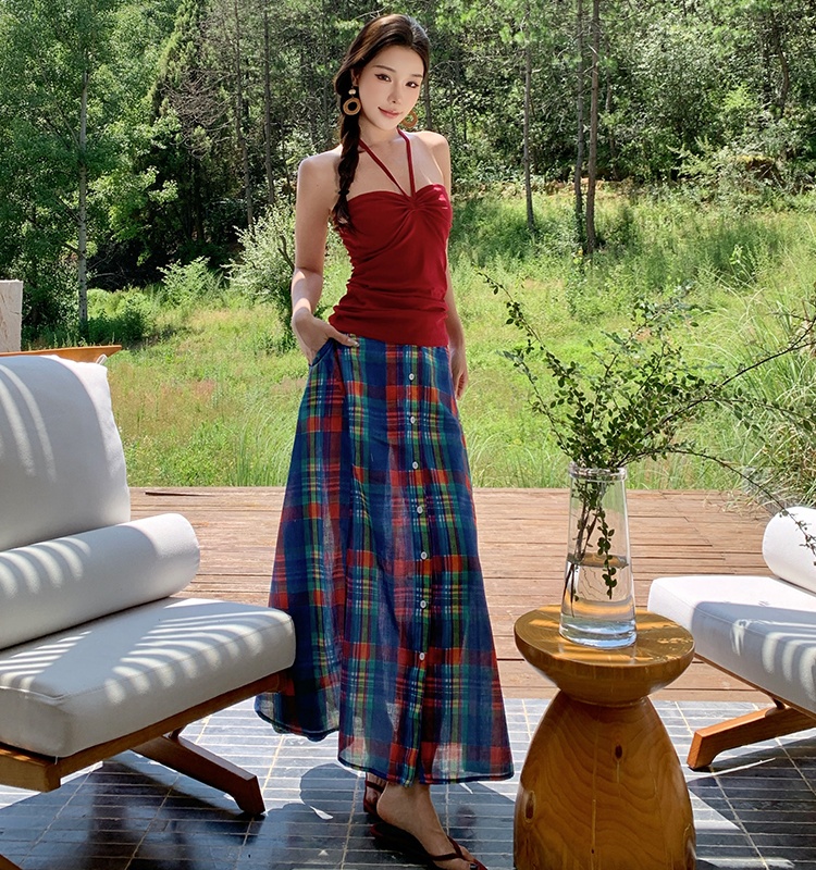 Bandage tender halter skirt slim spicegirl vest 2pcs set