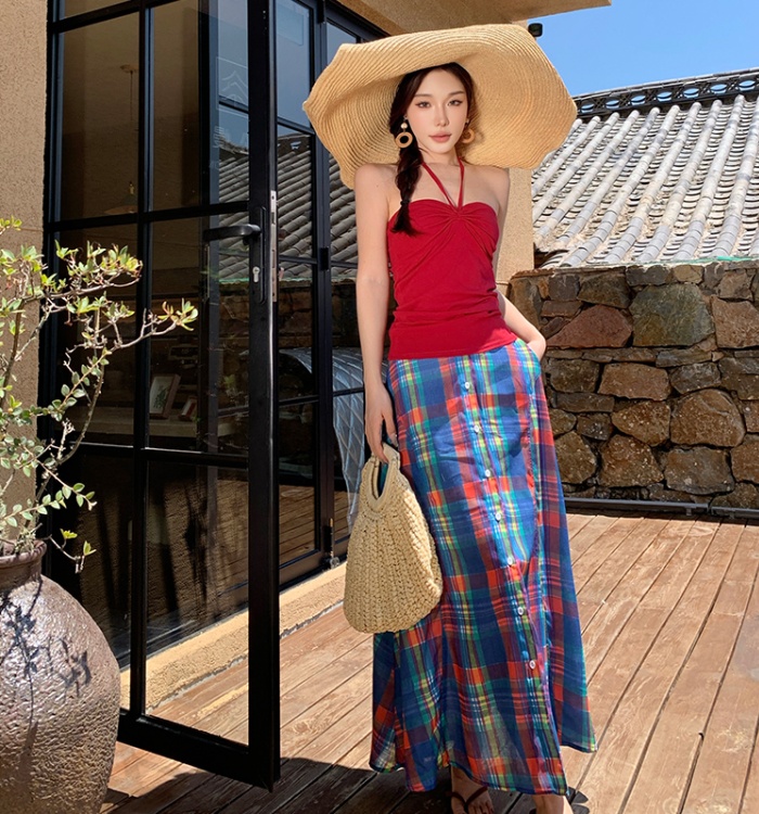 Bandage tender halter skirt slim spicegirl vest 2pcs set