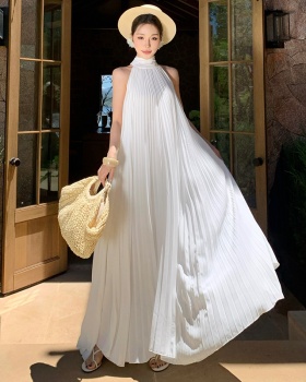 Seaside lady dress sandy beach sleeveless long dress