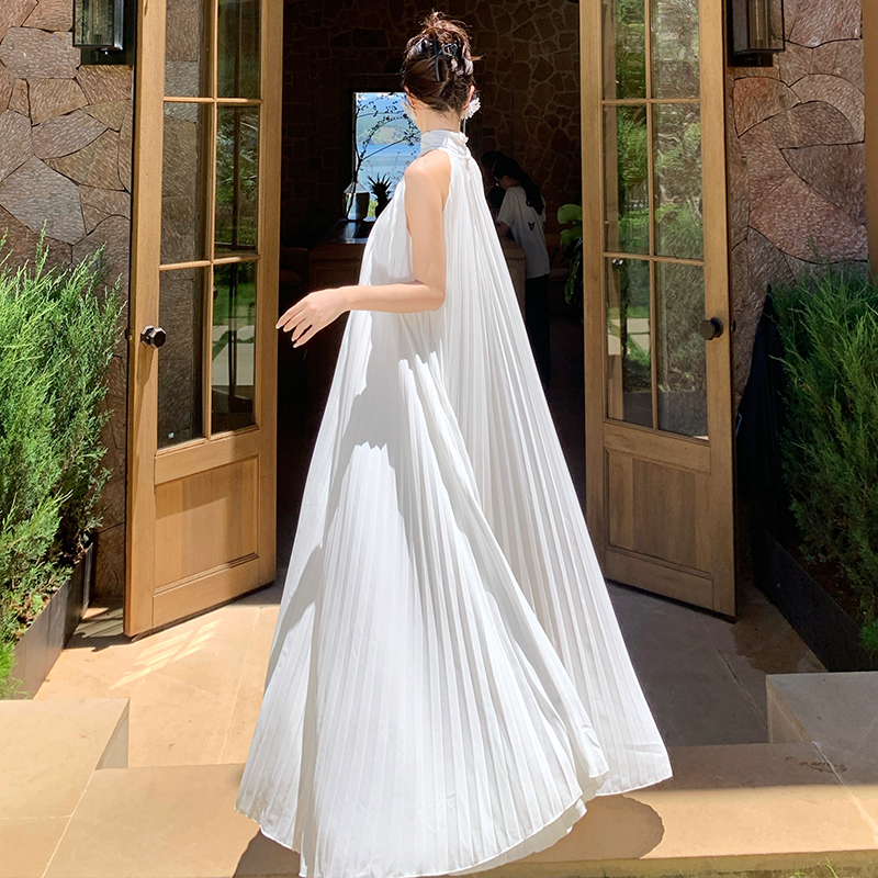 Seaside lady dress sandy beach sleeveless long dress