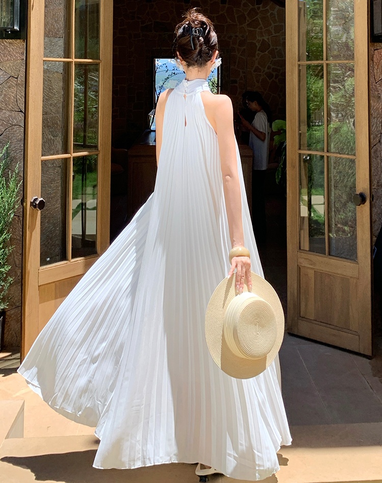 Seaside lady dress sandy beach sleeveless long dress