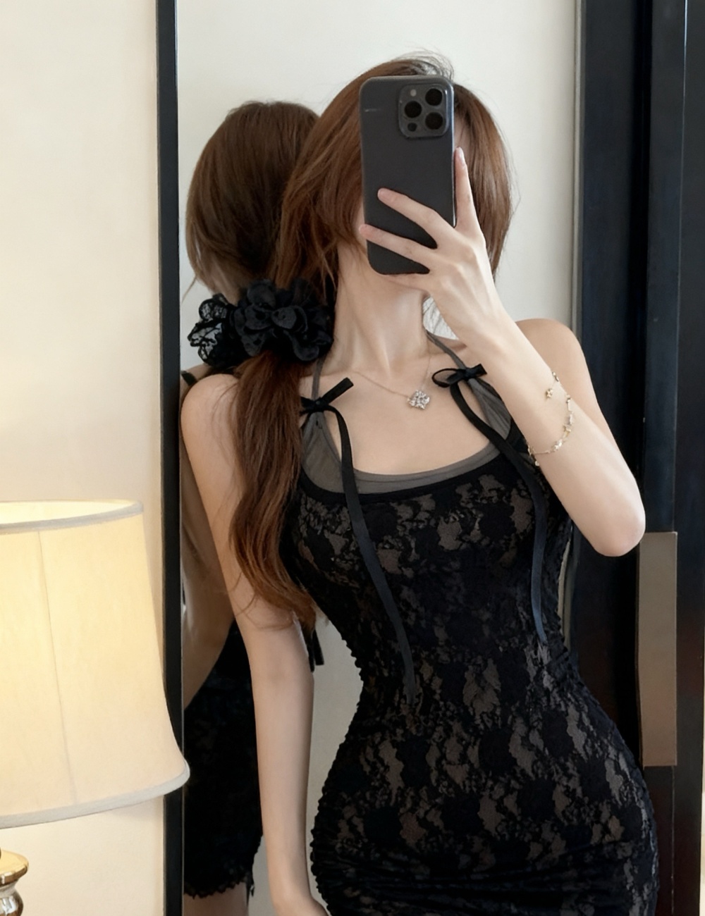 Slim lace package hip sling sexy dress for women