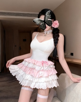 Chest pad cake multilayer dress integrated sling T-back