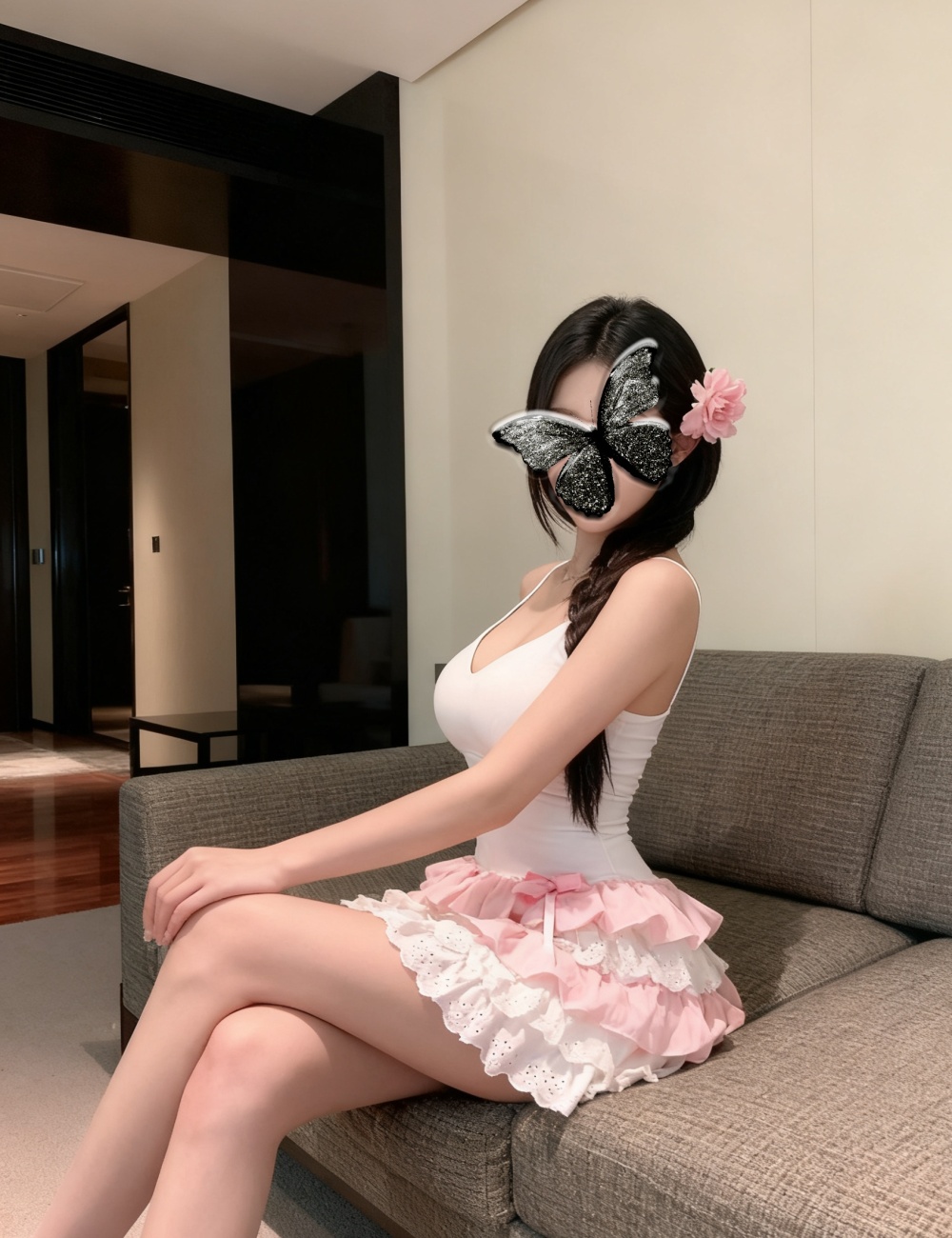 Chest pad cake multilayer dress integrated sling T-back