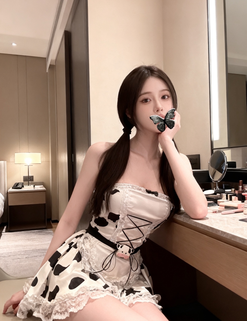 Sexy dairy cow lovely wrapped chest spicegirl dress