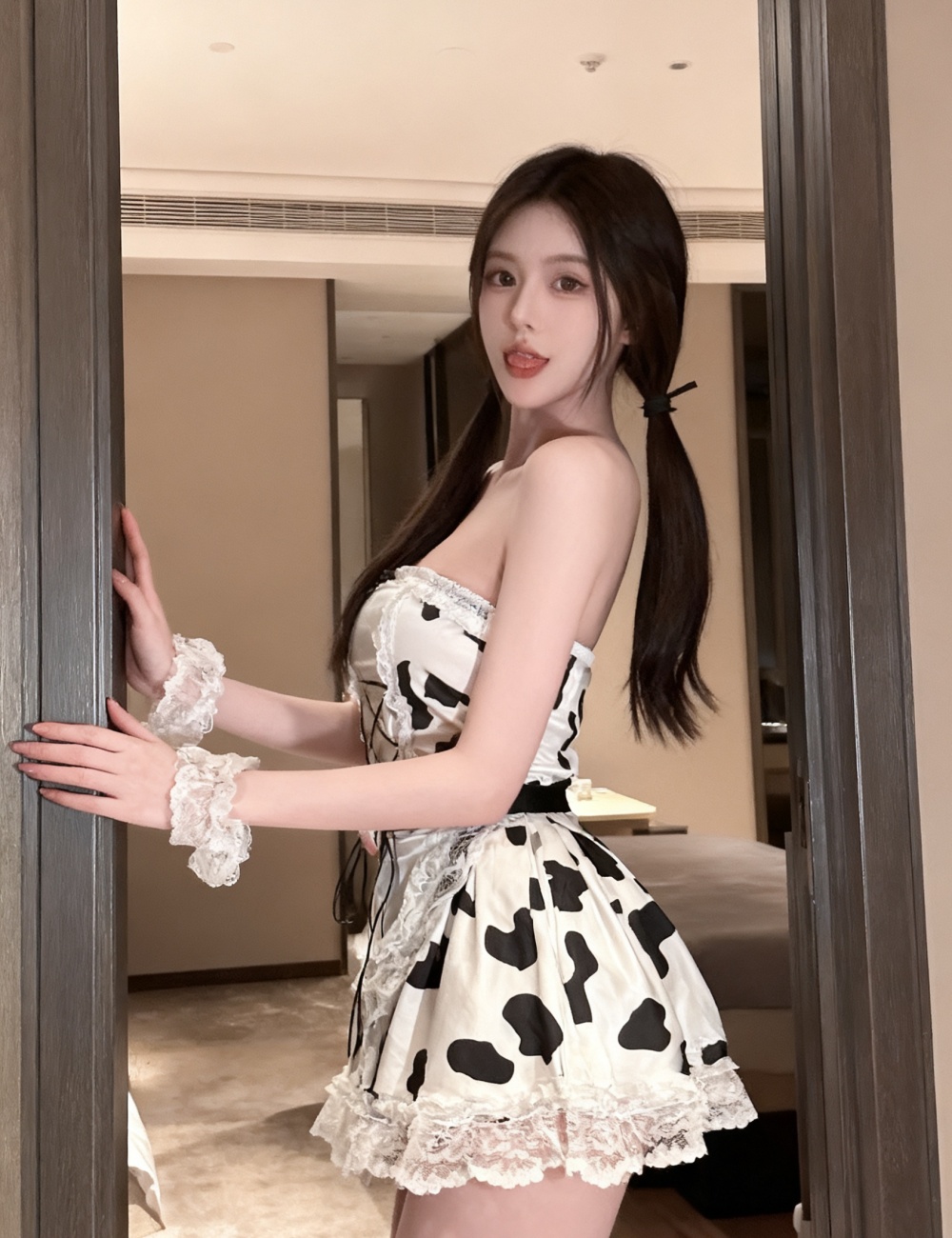 Sexy dairy cow lovely wrapped chest spicegirl dress