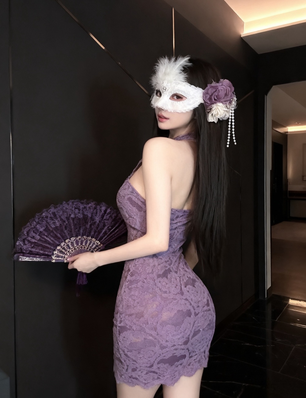 Sexy retro cheongsam purple spicegirl dress