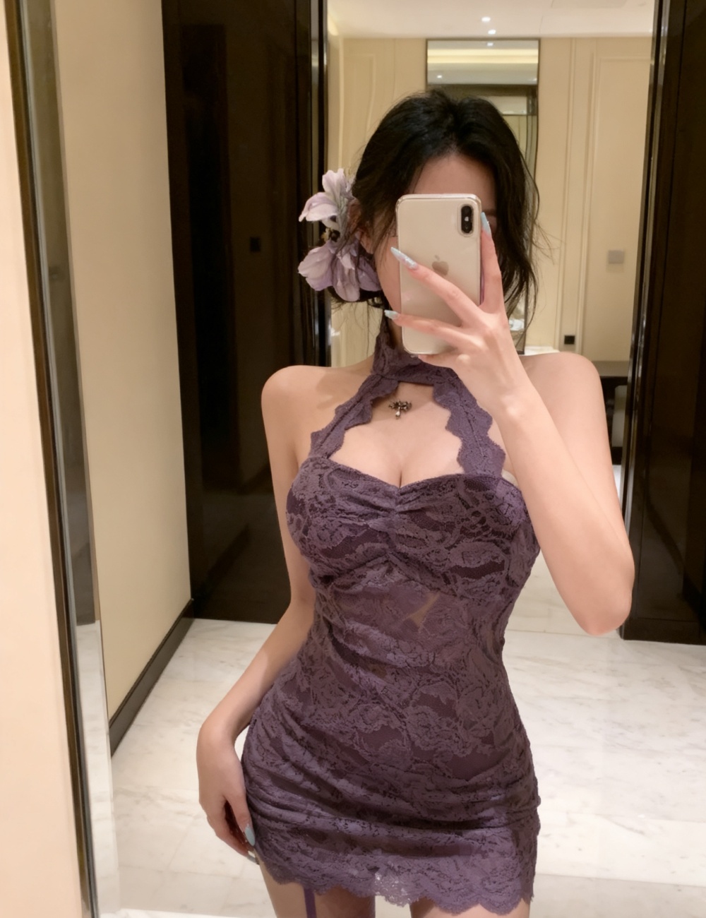 Sexy retro cheongsam purple spicegirl dress