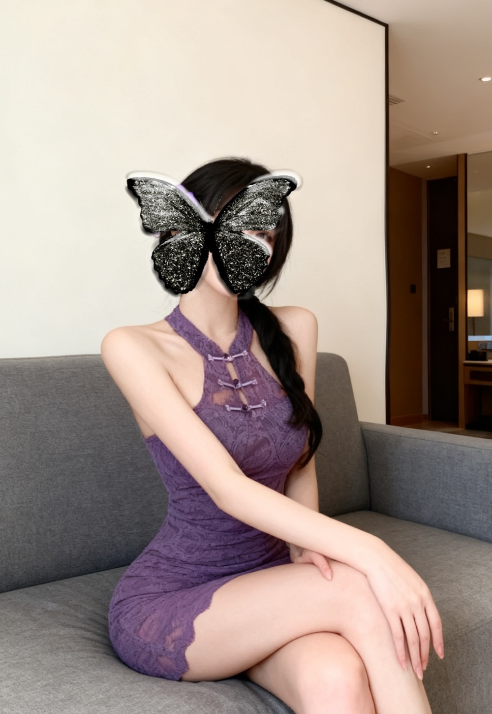 Sleeveless lace sexy dress slim Chinese style cheongsam