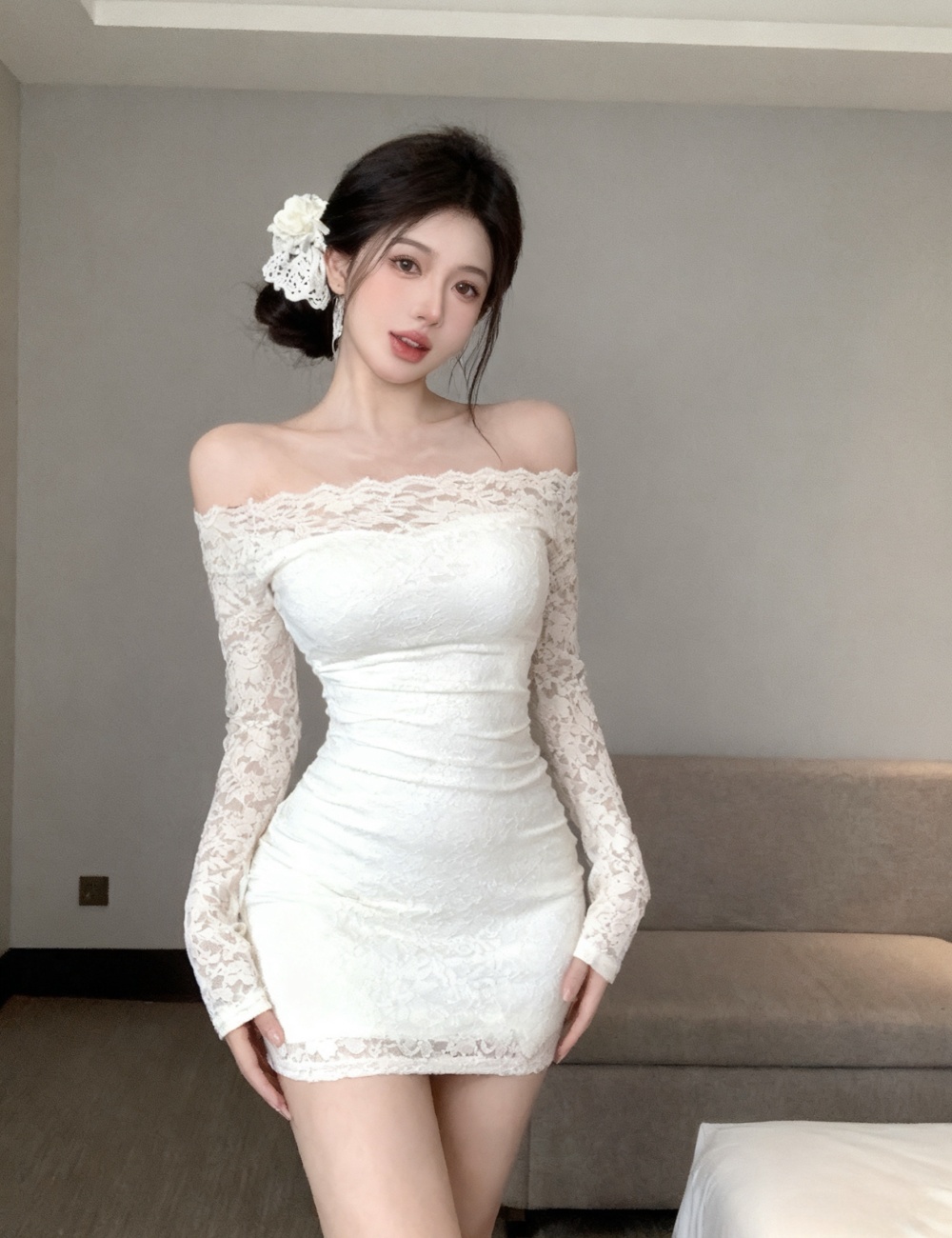 Spicegirl long sleeve package hip slim double dress for women