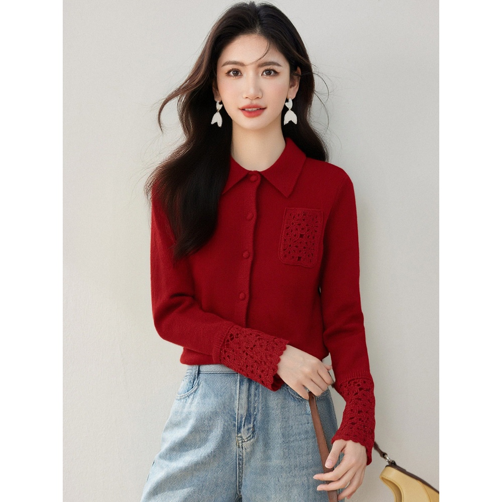 Tender crochet sweater France style cardigan for women