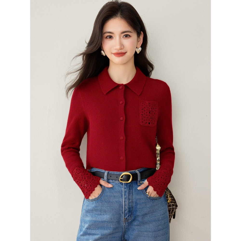 Tender crochet sweater France style cardigan for women