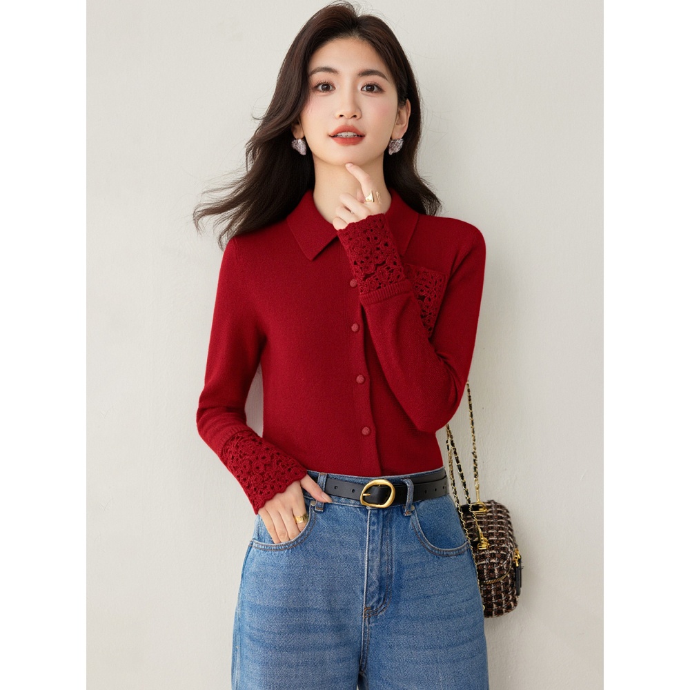 Tender crochet sweater France style cardigan for women