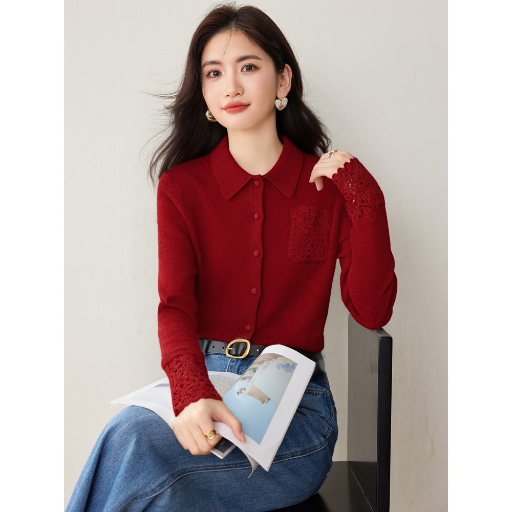 Tender crochet sweater France style cardigan for women