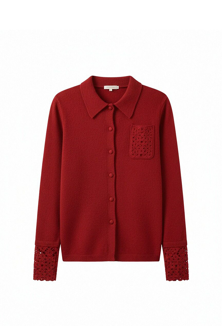 Tender crochet sweater France style cardigan for women