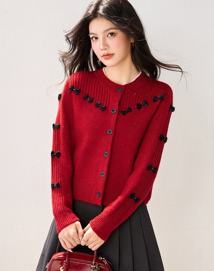 Bow tender tops autumn and winter coat for women