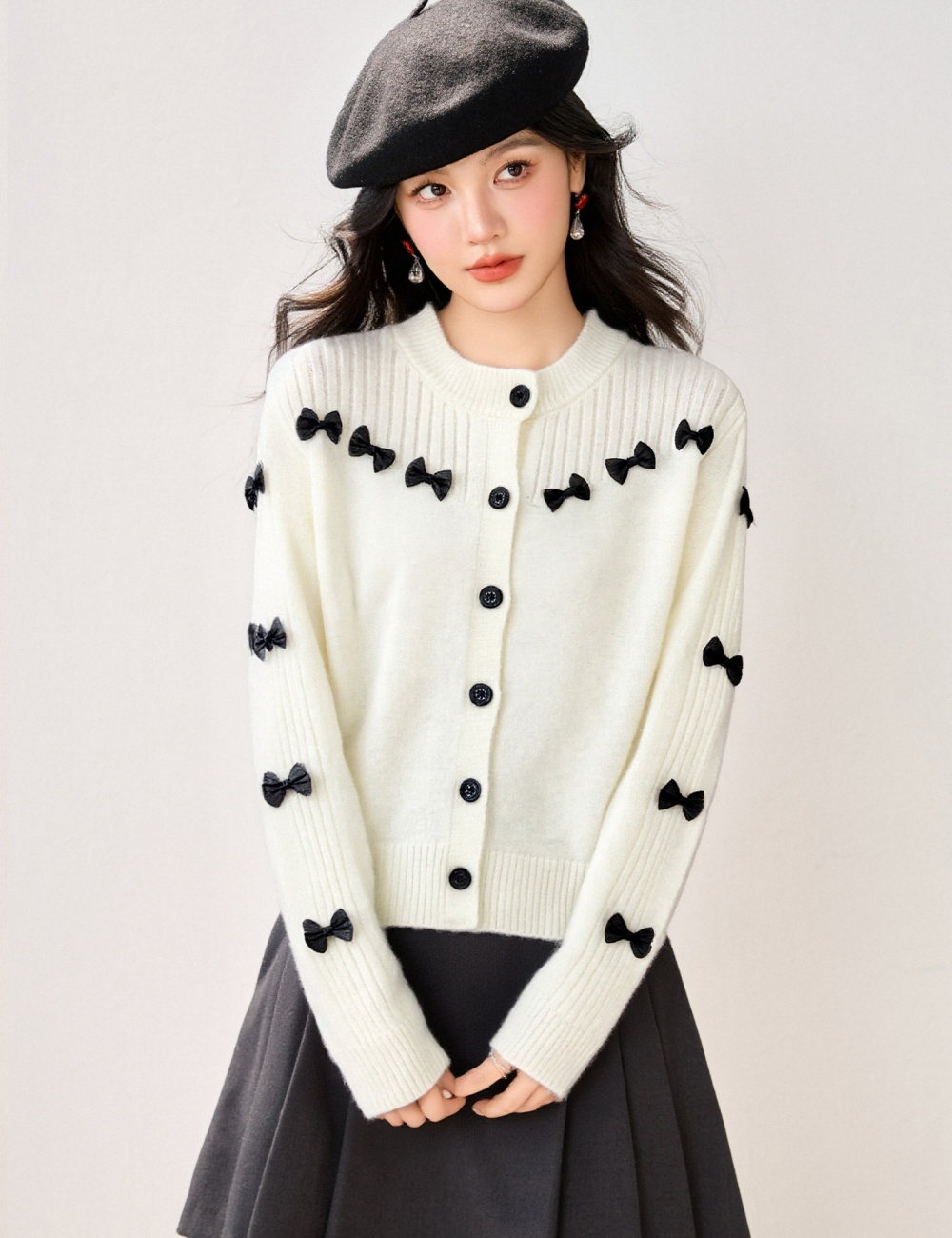 Bow tender tops autumn and winter coat for women