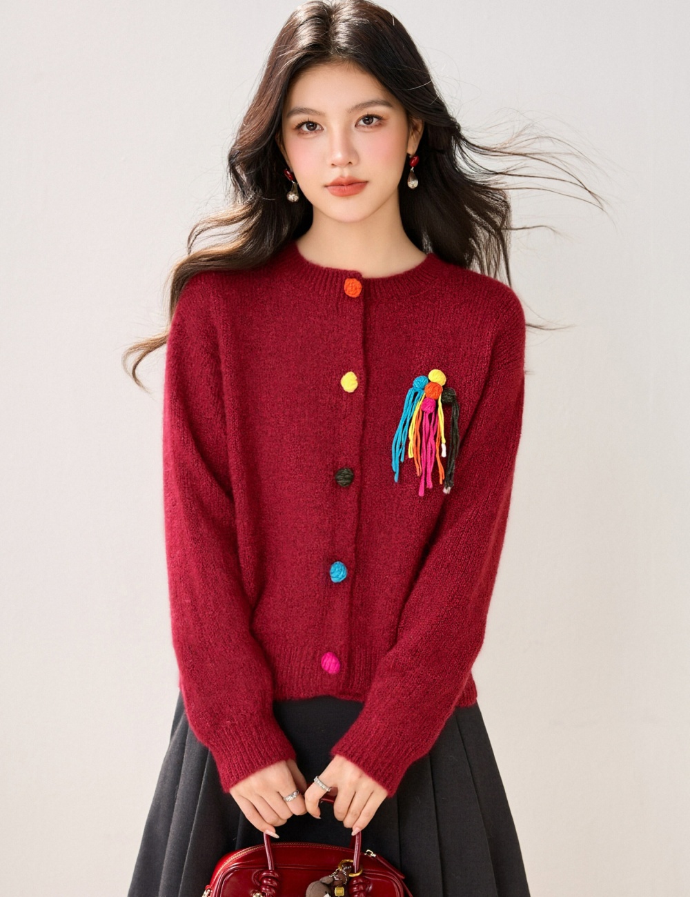 Show young autumn and winter sweater tassels coat for women