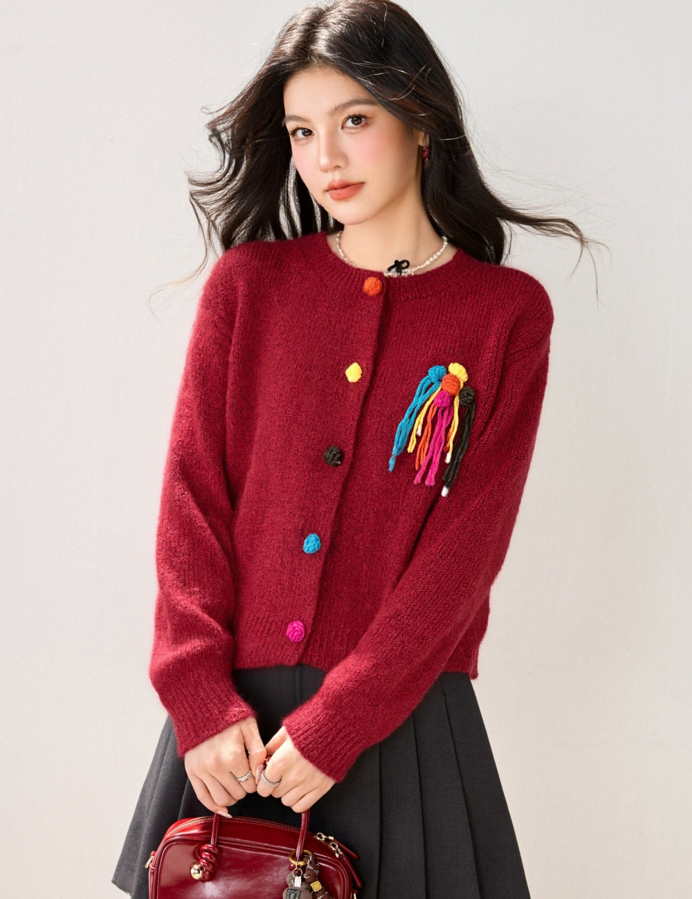Show young autumn and winter sweater tassels coat for women