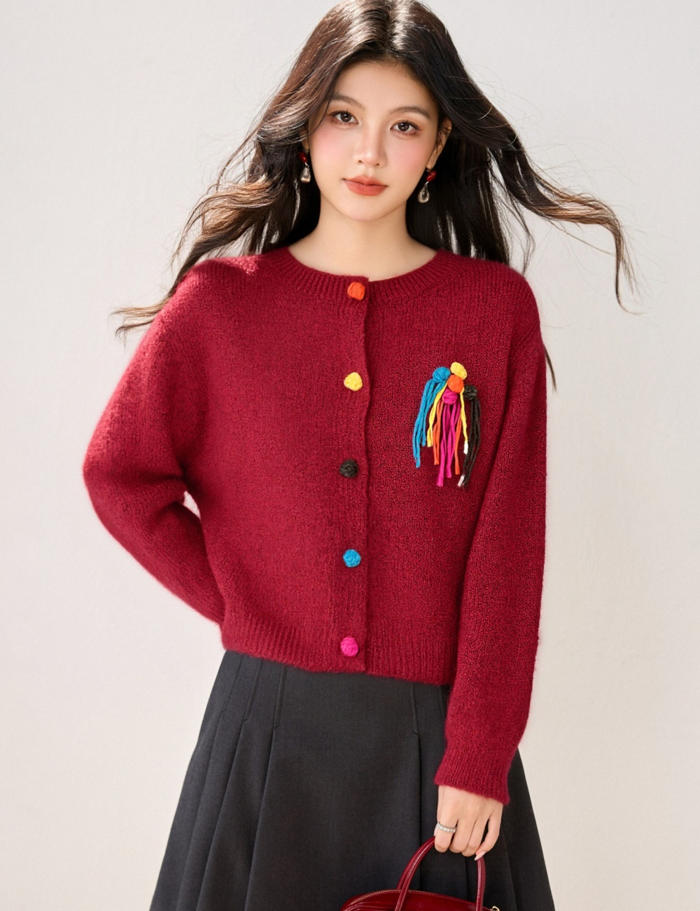 Show young autumn and winter sweater tassels coat for women