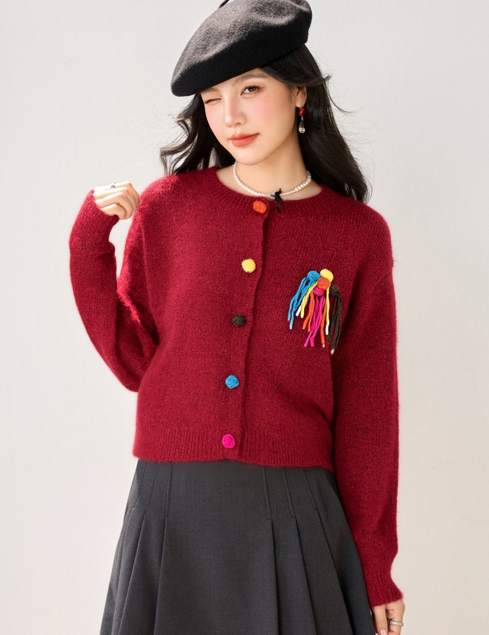 Show young autumn and winter sweater tassels coat for women