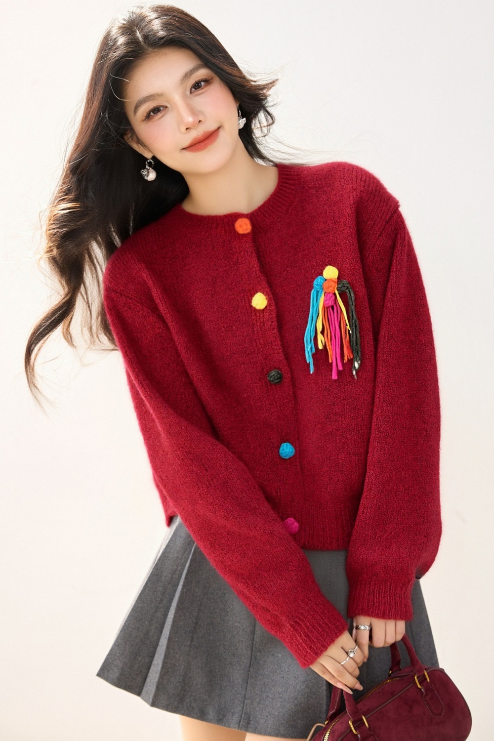 Show young autumn and winter sweater tassels coat for women