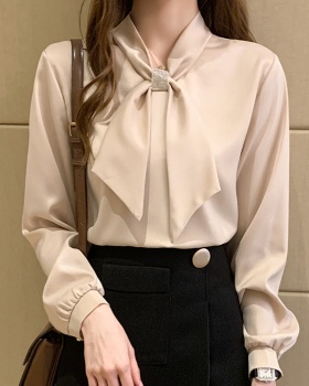 Spring long sleeve shirt bow autumn tops for women