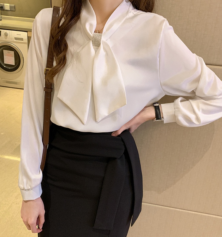 Spring long sleeve shirt bow autumn tops for women
