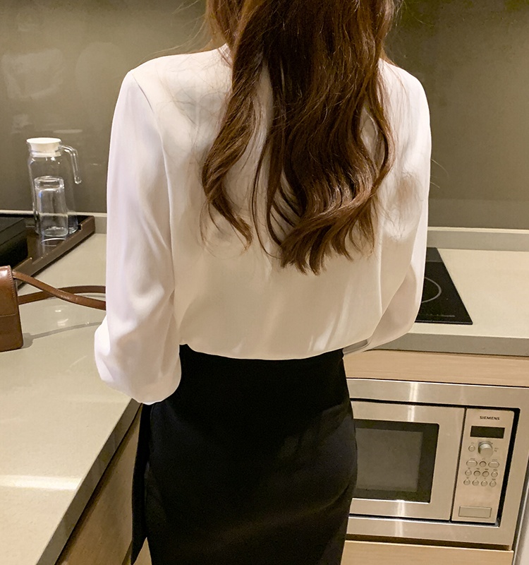 Spring long sleeve shirt bow autumn tops for women