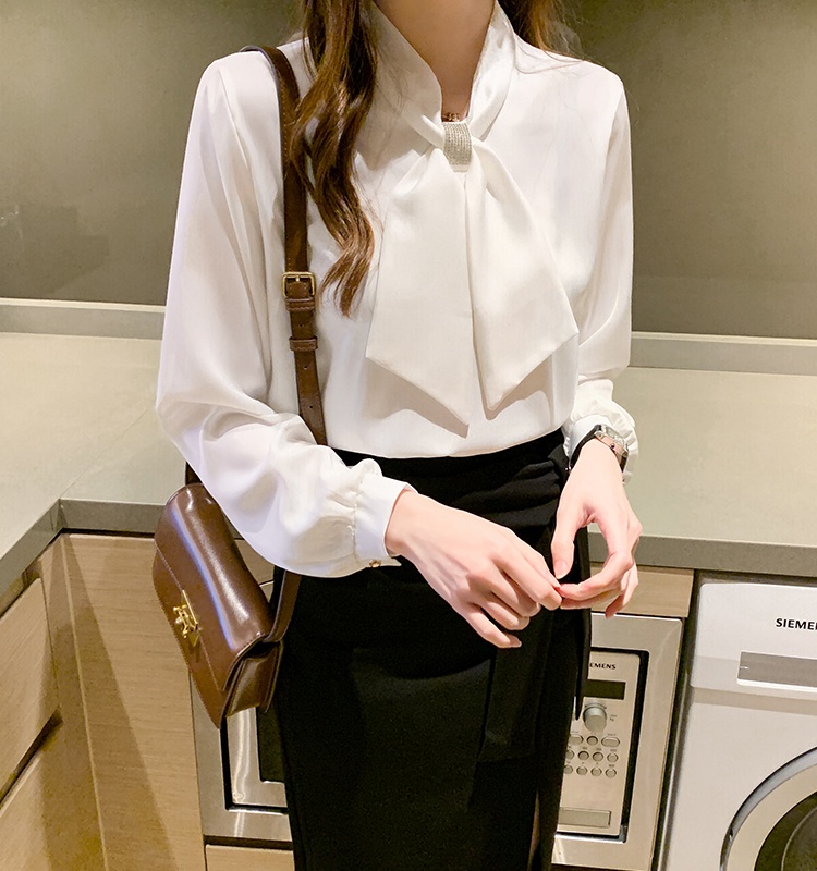 Spring long sleeve shirt bow autumn tops for women