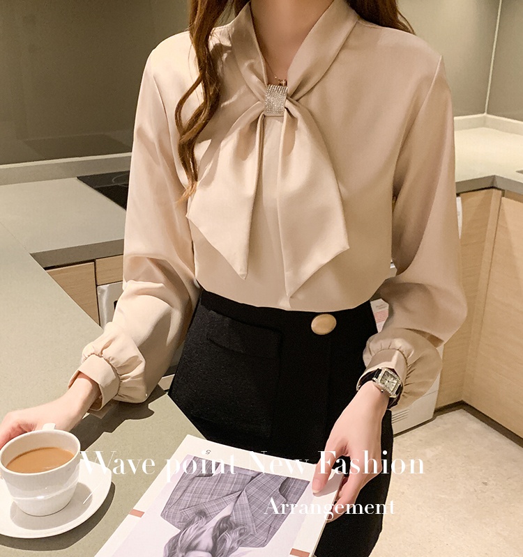 Spring long sleeve shirt bow autumn tops for women