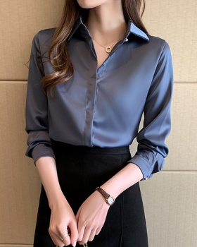 Long sleeve chiffon shirt niche satin tops for women