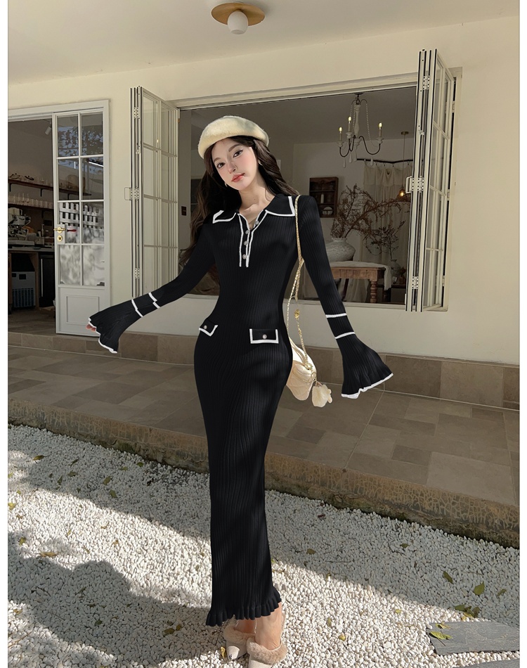 Mixed colors dress France style long dress for women