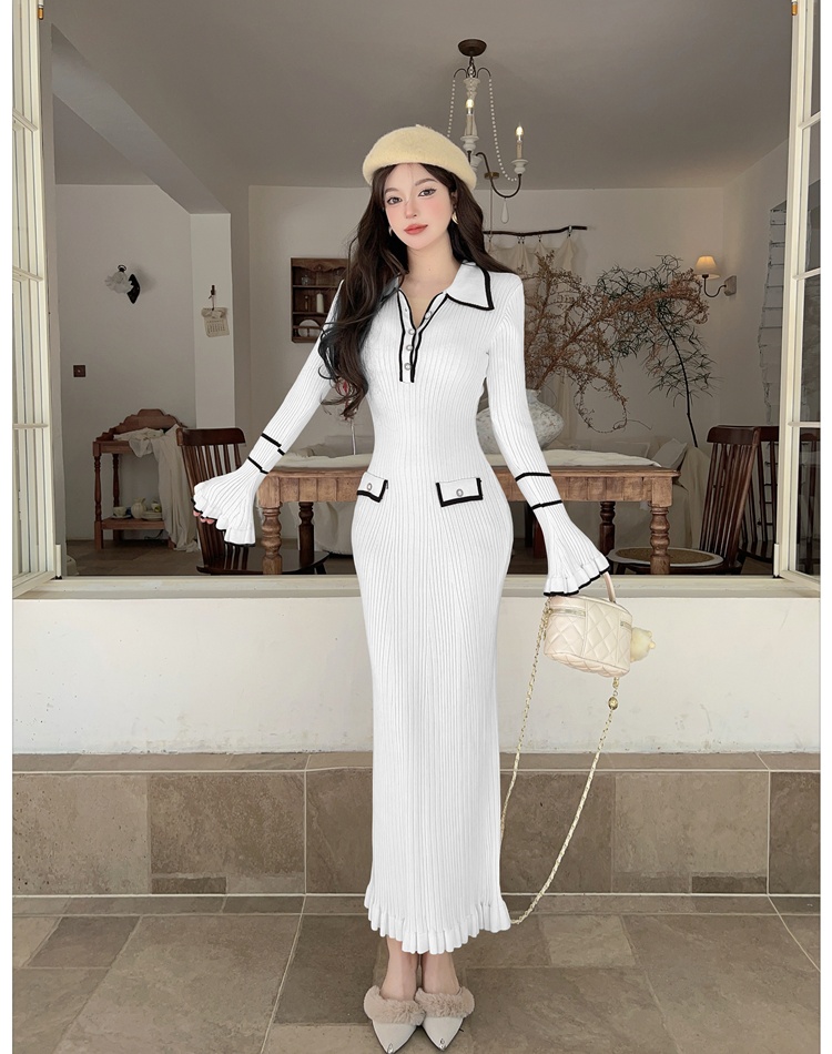 Mixed colors dress France style long dress for women