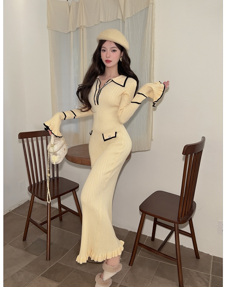 Mixed colors dress France style long dress for women