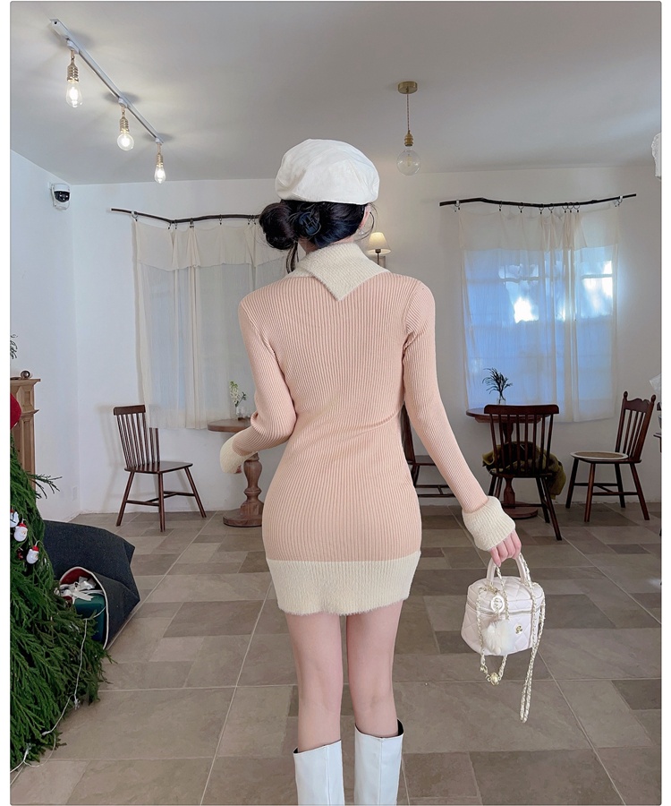Temperament package hip dress knitted T-back